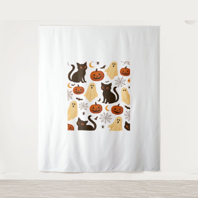 Tapiz Cláusulas de patrón de gatito negro y fantasma de  (Anverso)