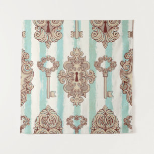 Tapiz Claves de época, cerraduras: patrón de mano libre.