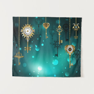 Tapiz Claves de esqueleto antiguas sobre fondo verde