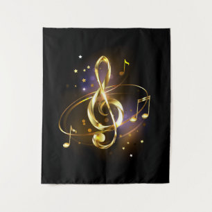 Tapiz Clef de sol de música dorada