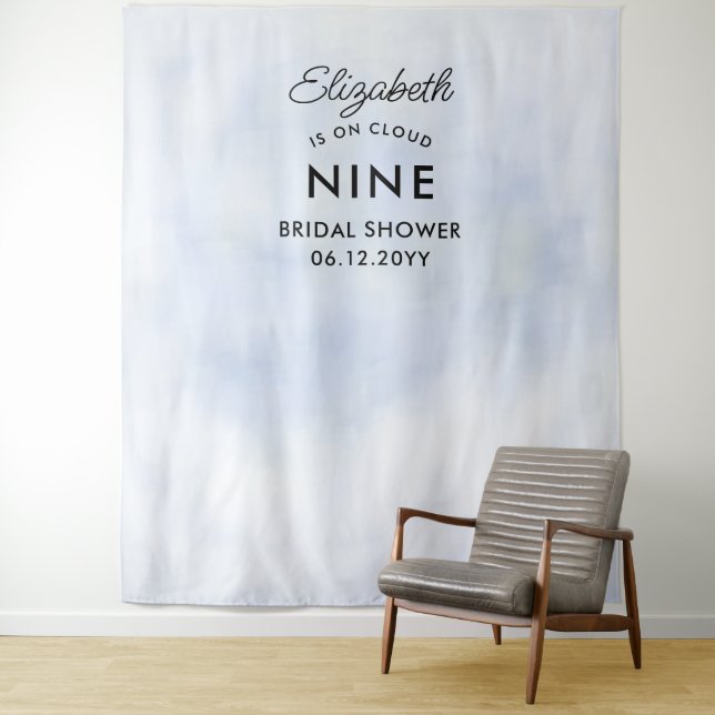 Tapiz Cloud 9 Pastel Blue Modern Bridal Shower Backups (In situ)