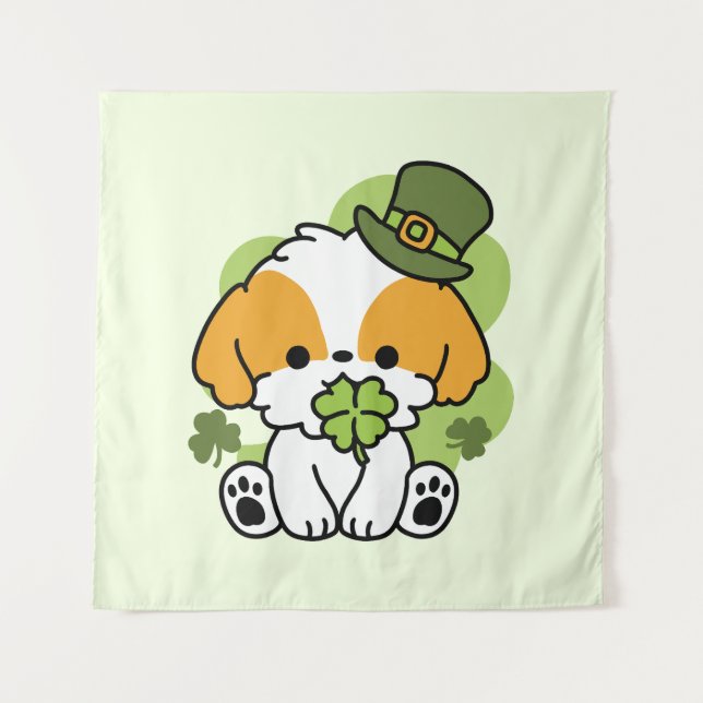 Tapiz Clover Pup Love - Diseño de perros del Día de San  (Anverso)