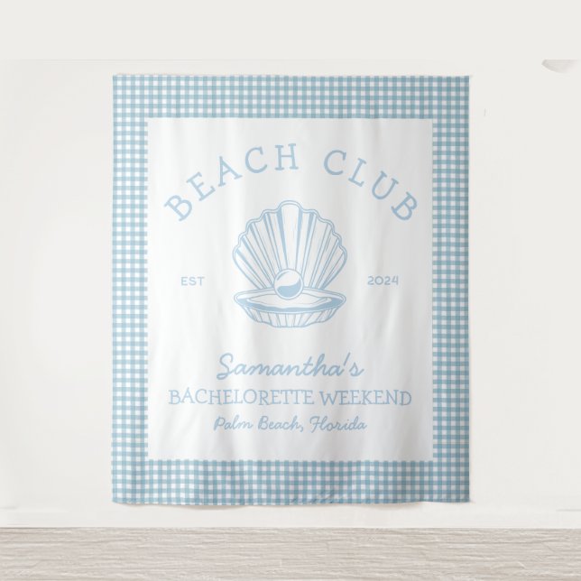 Tapiz Club costero de playa azul Bachelorette (Anverso)