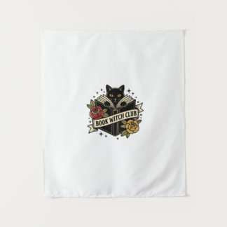 Tapiz Club de brujas gato logo libro