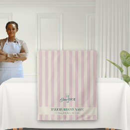 Tapiz Coastal Pink Stripes Bakery Logo Table Runner