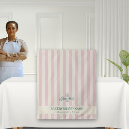 Tapiz Coastal Pink Stripes Bakery Logo Table Runner