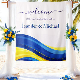 Tapiz Cobalt Blue and Yellow Wedding Welcome Sign
