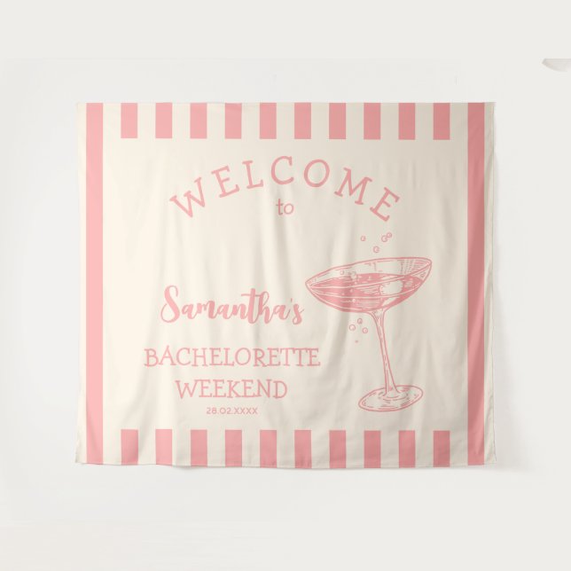 Tapiz Cóctel de fondo de la fiesta de la bachillerato ro (Anverso (horizontal))