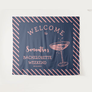 Tapiz Cóctel Retro Stripes Bachelorette Party