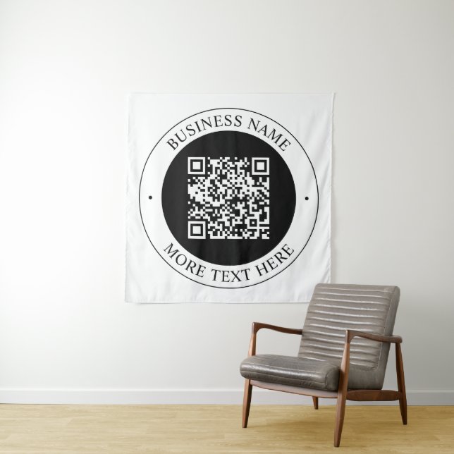 Tapiz Código QR con nombre de empresa editable texto cir (In situ)