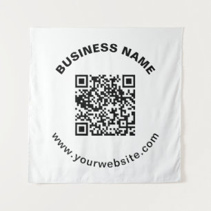 Tapiz Código QR con nombre de empresa en negrita y texto