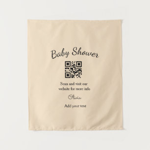 Tapiz Código QR de baby shower simple rosa agregar nombr