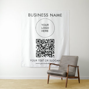Tapiz Código QR de texto de logotipo de fiesta de semina