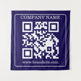 Tapiz Código QR editable azul marino moderno para brandi
