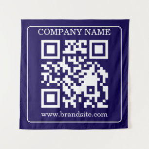 Tapiz Código QR editable azul marino moderno para brandi