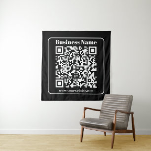 Tapiz Código QR editable Estilo moderno negro y blanco r