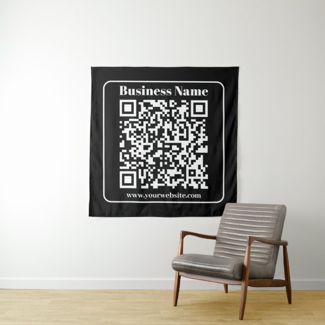 Tapiz Código QR editable Estilo moderno negro y blanco r (In situ)