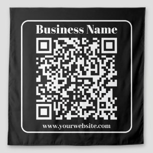 Tapiz Código QR editable estilo retro moderno blanco y n