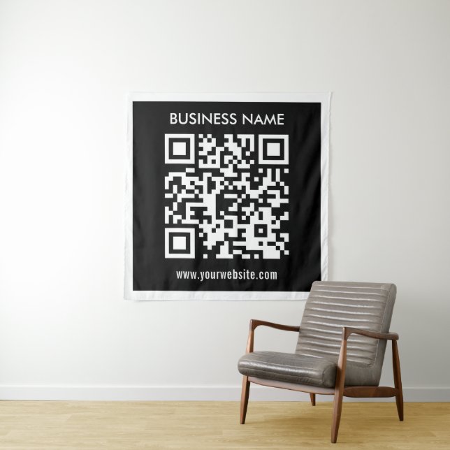 Tapiz Código QR editable (generado al instante) | Negro (In situ)