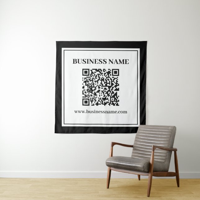 Tapiz Código QR empresarial | Blanco y Negro (In situ)