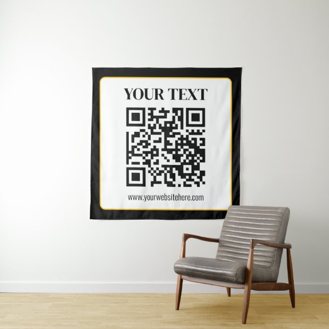 Tapiz Código QR empresarial con texto superior e inferio (In situ)