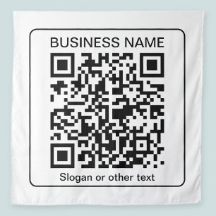Tapiz Código QR escaneable editable + su nombre comercia