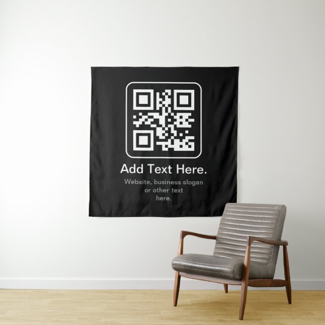 Tapiz Código QR escaneable moderno | Blanco, negro y gri (In situ (horizontal))