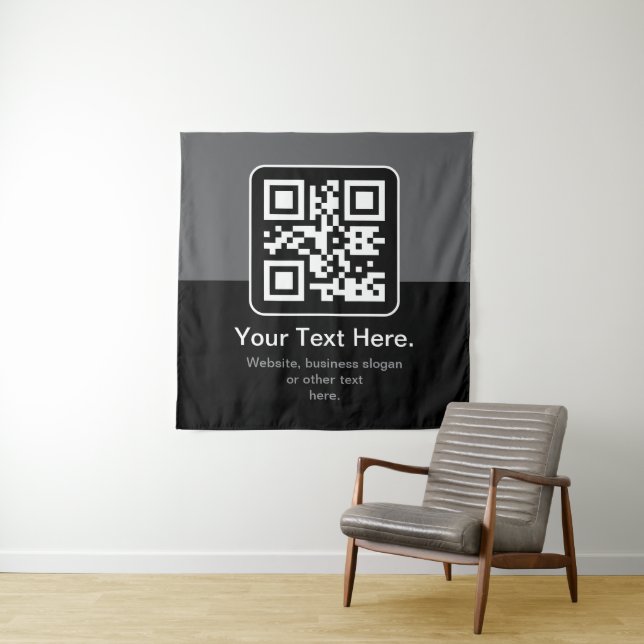 Tapiz Código QR escaneable moderno | Negro Gris y Blanco (In situ)