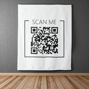 Tapiz Código QR Minimalista de Moda Escanéame Negocio