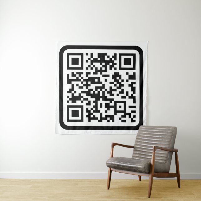 Tapiz Código QR moderno editable | Blanco negro o cualqu (In situ (horizontal))
