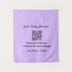 Tapiz Código QR simple de shower de bebé morado agregar 
