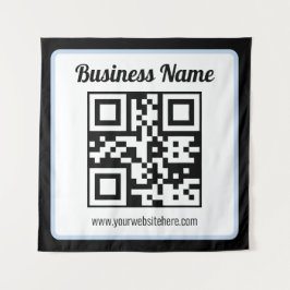 Tapiz Código QR y texto editables con borde azul claro