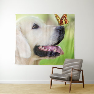Tapiz Cojín decorativo De Labrador Y Mariposa