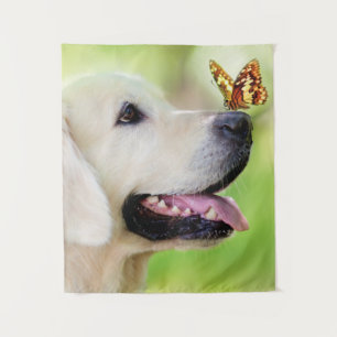 Tapiz Cojín decorativo De Labrador Y Mariposa