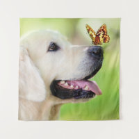 Cojín decorativo De Labrador Y Mariposa