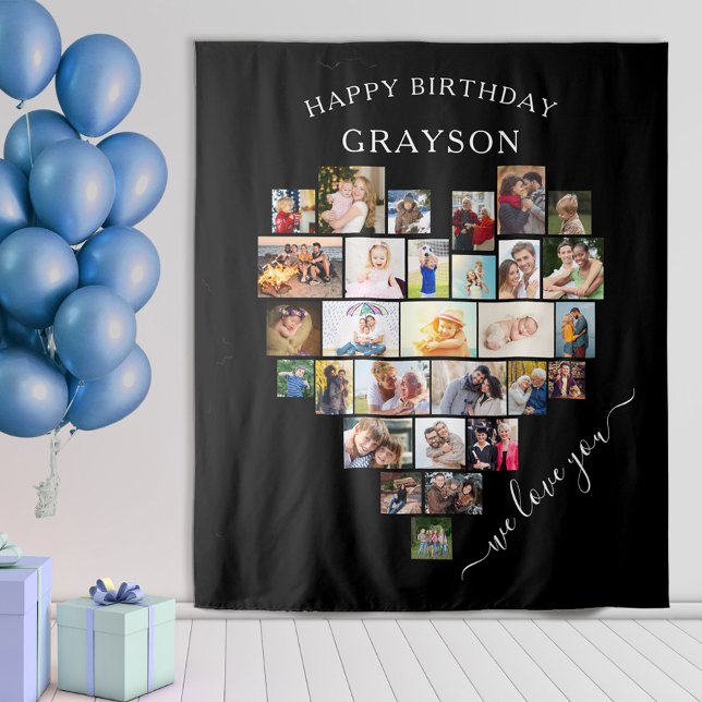 Tapiz Colage de Fotos de Corazón Cumpleaños Personalizad (Subido por el creador)