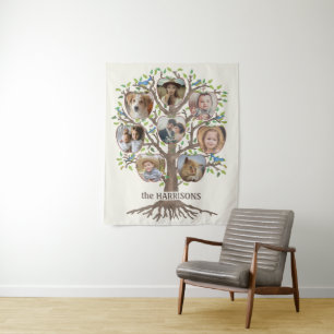 Tapiz Colage de Fotos del Árbol Genealógico 8 Imágenes N