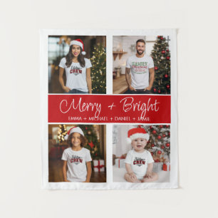Tapiz Colage de Fotos Familiares Navideñas Alegre y Bril