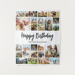 Tapiz Colaje de Fotos Personalizadas de Cumpleaños 24