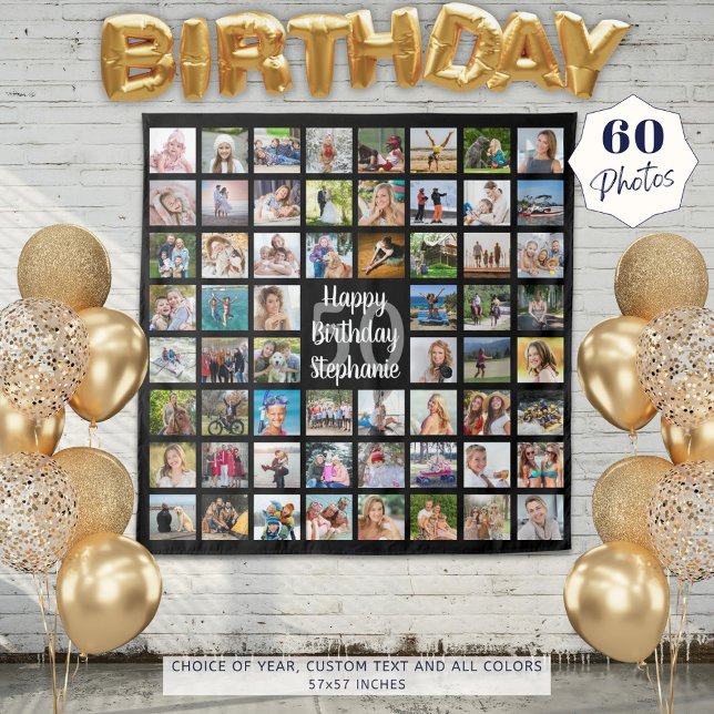 Tapiz Colaje de Fotos Personalizado Cumpleaños 60 (Subido por el creador)