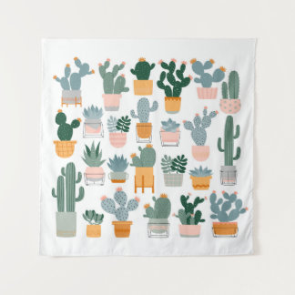 Tapiz Colección de Cactus en Diseño de Macetas