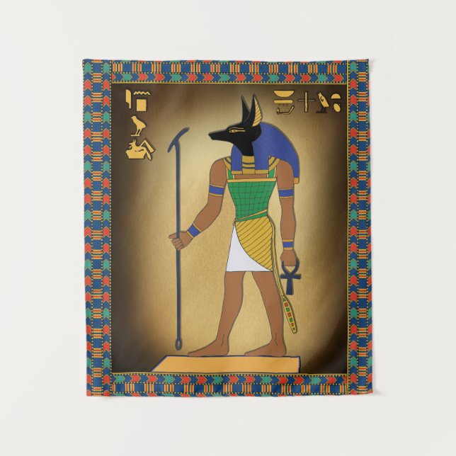 Tapiz Colgando el muro del Dios egipcio Anubis (Anverso)