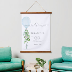 Tapiz colgante Baby Shower de globo azul
