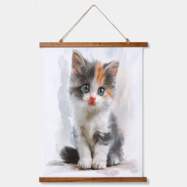 Tapiz colgante de arte en acuarela de gatito adora