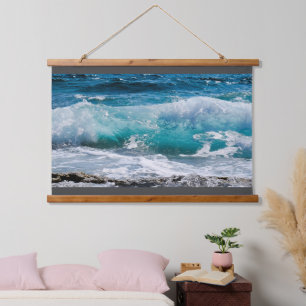 Tapiz Colgante De Ondas Y Rocas Azules Del Océano,
