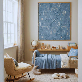 Tapiz Colgante de pared azul polvoriento botánico celest