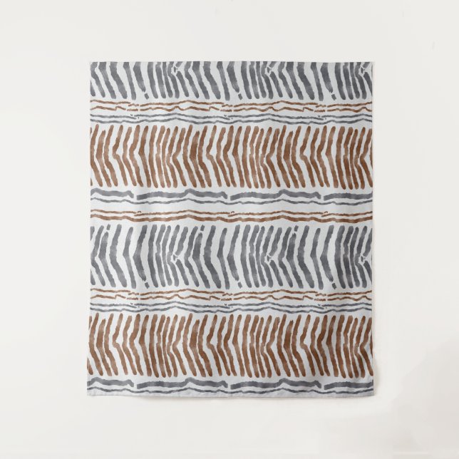 Tapiz Colgante de pared moderno boho gris marrón (Anverso)