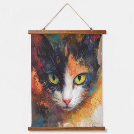 Tapiz colgante de pintura de aceite de cara de gat