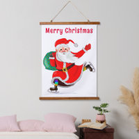 Tapiz colgante de Santa Claus de Navidad con regal