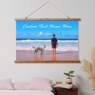 Tapiz colgante de tu foto con texto personalizado